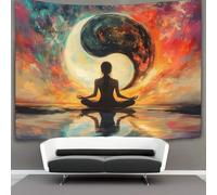 kaiyun Símbolo del Yin Yang, meditación ante el vacío Tapiz Para Colgar En La Pared, Tapices Decoración Para Sala De Estar Dormitorio 130cmx150cm