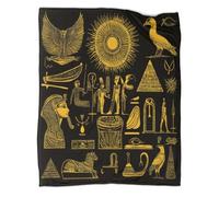 kaiyun Símbolos del Antiguo Egipto Colchas Patchwork,Suaves Y Estilo de Arte jeroglífico Egipcio Mantas De Franela Estampada para Casa Y Camping 60x80inch(150x200cm)