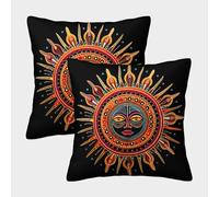 kaiyun Sol Funda De Cojín Cuadrada 45x45cm 2 Paquetes Tótem con Cremallera Decorativa Invisible para Muebles