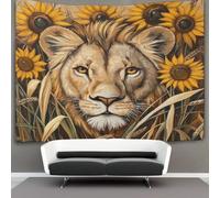 kaiyun Solflower And Wheat Straw Tapiz De Pared Cara de león Tapices Estéticos Decoración De Habitación Para,sala De Estar,universidad Decoración Del Hogar 100cmx150cm