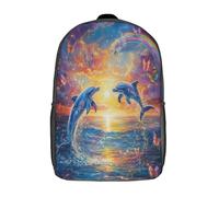 kaiyun Sparkling Blue Delfín in The Océano Mochila Escolar Para Niños Arcoíris ButterMosca Viaje Bolsas Para Portátil Adolescentes Alta Capacidad Bolsa De Escuela 17inch