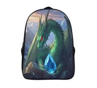 kaiyun Sparkling Green Dragon Blue Gemstone,mochilas De Viaje Impresas En 3D, Ligero Y Transpirable Bolsa De Escuela Escolar Para Niños 16 inch
