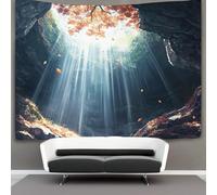 kaiyun Sunlight in The Cueva Tapiz De PaRojo Maple Árbols Fallen Leaves Tapices Estéticos Decoración De Habitación Para,sala De Estar,universidad Decoración Del Hogar 130cmx150cm