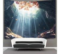 kaiyun Sunlight in The Cueva Tapiz Maple Árbols Fallen Leaves Decoración Del Hogar Impresión HD Para Sala De Estar,dormitorio 100cmx150cm