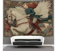 kaiyun Tapisserie Murales,Jinete Británica Montando un Caballo Blanco con Alas Blancas, De Décoration,Plaque De Pique-Nique Décoration Murale Plafond Art Mural 150cmx200cm