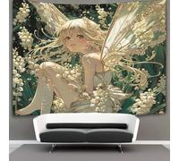 kaiyun Tapisserie Murales,Pequeña Hada,Cómics femeninos De Décoration,Plaque De Pique-Nique Décoration Murale Plafond Art Mural 130cmx150cm