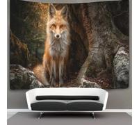 kaiyun Tapisserie Murales,Zorro rojo fuerte y saludable en el bosque, De Décoration,Plaque De Pique-Nique Décoration Murale Plafond Art Mural 150cmx200cm