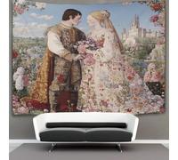kaiyun Tapiz De Pared,Castillo y flores-Beautiful Love Story Tapestry Decoración De Pared Para Dormitorio Sala De Estar 180cmx230cm