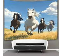 kaiyun Tapiz De Pared Corriendo en los campos,Caballos Tapestry Decoración De Pared Para Dormitorio Sala De Estar 130cmx150cm