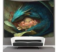 kaiyun Tapiz De Pared,Dragón Curled Up in The Flower Tapestry Decoración De Pared Para Dormitorio Sala De Estar 70cmx100cm