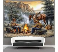 kaiyun Tapiz De Pared Estilo de aventura rústica al aire libre,Escena de vaqueros del oeste Tapestry Decoración De Pared Para Dormitorio Sala De Estar 150cmx200cm