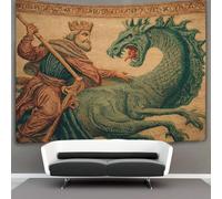 kaiyun Tapiz De Pared,Rey, dragón verde Tapestry Decoración De Pared Para Dormitorio Sala De Estar 100cmx150cm