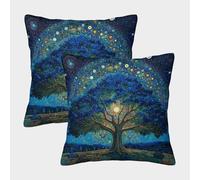 kaiyun The Árbol de la Vida, An Open Field Under The Night Sky Cojín Almohada 3D Suave Al Tacto,sofá Silla Muebles para El Hogar 40x40cm 2 Paquetes