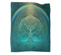 kaiyun The Árbol de la Vida with A Double Rainbow in The Background Manta 3D Estampada Adecuada para Adolescente Y Adultos Colcha Patchwork para Sofá Cama De Vacaciones 40x50inch(100x130cm)