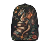 kaiyun The Dragón on The Pile of Books Mochila Niña Chicos Trees Flors Escolares Adolescentes Bolsa De Escuela Infantil 16 inch