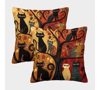 kaiyun The Gatos Frolicked Around The Tall, Twisted Trees Funda De Almohada con Cremallera Invisible Decoración del Hogar para Sofá 45x45cm 2 Paquetes