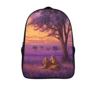 kaiyun The Lion Rests Under The Purple-gold Sky Mochila Infantil Colegio Y La Guardería Con Bolsa De Escuela Ideal Niños Y Niñas 39x29x16cm