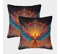 kaiyun The Tribal Fénix Rises from The Flames Estampada, Funda De Cojín 40x40cm 2 Paquetes con Cerniera Invisibile Decorativo