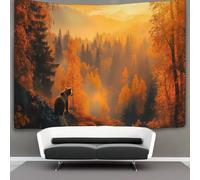 kaiyun There Is A Bear in The Otoño Bosque Decoraciones Tapiz Estilo de dibujo Impresión 3D Manta De Pared Póster Ideal Como Decoración De Habitación, Salón Y Dormitorio 130cmx150cm
