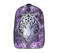 kaiyun Tigre blanco Arte floral de fantasía Mochilas Escolares Adolescentes Para Escuela Intermedia Niño Y Niñas Bolsas Escolares 17inch