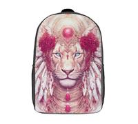 kaiyun Tocado de leona exquisito Mochila Escolar Para Niños Gran Capacidad Rosa roja En 3D Para Estudiantes De Primaria Y Secundaria De 17inch