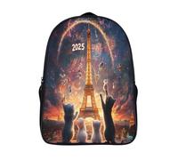 kaiyun Tower Bolsa De Escuela De Niño Y Niña,Mochila De Escuela Primaria Con Estampado De Kittens at The Fireworks Show Dibujos Niños Adolescentes 16 inch