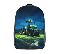 kaiyun Tractor de noche Bolsa De Escuela De Niño Y Niña,Mochila De Escuela Primaria Con Estampado De Escena agrícola rural Style Dibujos Niños Adolescentes 17inch