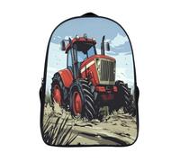 kaiyun Tractor in The Mud Bolsa De Escuela De Niño Y Niña,Mochila De Escuela Primaria Con Estampado De Cartoon Dibujos Niños Adolescentes 16 inch