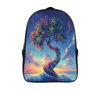 kaiyun Tree of Life Mochilas Escolar Swirling Ocean Whirlpool Impresos En 3D Estudiantes De Primaria Y Secundaria Bolsas 16 inch