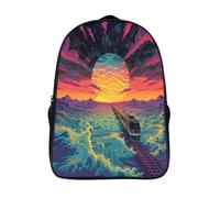 kaiyun Tren Abstraccióntoo al atardecer Mochilas Para Chicos Y Chicas Abstracciónto Fantasía Adolescentes Bolsa De Escuela 16 inch Gran Capacidad Con Hebilla De Ajust