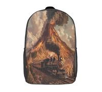 kaiyun Tren de vapor Bolsa De Escuela De Niño Y Niña,Mochila De Escuela Primaria Con Estampado De Volcán Dibujos Niños Adolescentes 17inch
