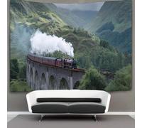 kaiyun Tren de vapor escocés cruzando Un puente de las Tierras Altas Tapiz Para Colgar En La Pared, Tapices Arte De Pared Estético Decoración Del Hogar Para Sala De Estar Dormitorio 70cmx100cm