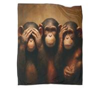 kaiyun Trío de chimpancés Blanket Sofa Throw 3D Impreso Ilustración artística de Mono Es Suave Y Cómodo Al Tacto,Adecuado para Que Toda La Familia Se Mantenga Abrigada 70x80inch(180x200cm)