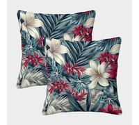 kaiyun Tropical Florales Hojas Fundas De Almohada Decoración del Hogar Light Magenta mar Azul con Cremallera Invisible 45x45cm 2 Paquetes