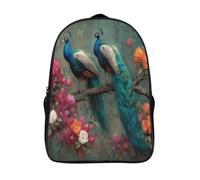 kaiyun Two Elegant Pavo reals Perched on A Branch in Full Bloom Mochilas Infantiles 3D Impreso Niños De Colegio Viajes Deportes Bolsa De Escuela 39x29x16cm