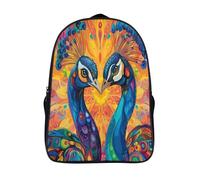 kaiyun Two Pavo reals Facing Each Other Mochila Niña Chicos Arte rural indio Bolsa De Escuela Adolescentes Colegio Infantil 16 inch