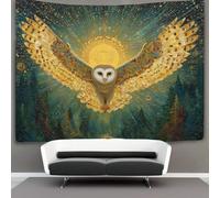 kaiyun Un búho alzando el vuelo con las alas extendidas; el cielo estrellado y el bosque Tapices Para,sala De Estar,apartamento,dormitorio,decoración Artística De Pared 180cmx230cm