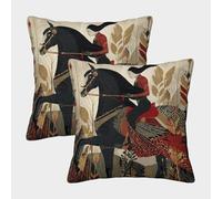 kaiyun Un Caballero a Caballo, Estilo Pastoral Fundas De Almohada Cojín Decorativo para Sofá Decoración Coche 40x40cm 2 Paquetes