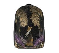 kaiyun Una Hermosa Bruja Pasea por un Bosque de Lavanda Salpicado de Estrellas. Niña,Chicos Mochila Escolar Para Viaje Bolsa De Escuela 17inch