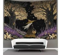 kaiyun Una hermosa bruja pasea por un bosque de lavanda salpicado de estrellas. Tapiz Decoración Del Hogar Impresión HD Para Sala De Estar,dormitorio 100cmx150cm