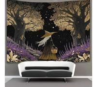kaiyun Una hermosa bruja pasea por un bosque de lavanda salpicado de estrellas. Tapiz Decoración Del Hogar Impresión HD Para Sala De Estar,dormitorio 70cmx100cm