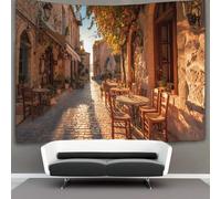 kaiyun Una tranquila calle de un pueblo mediterráneo al atardecer Tapiz, Colgar En La Pared,tapices Estéticos,decoración De Habitación Para Dormitorio,sala De Estar,universidad,180cmx230cm