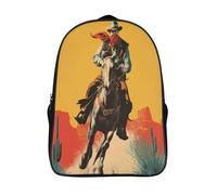 kaiyun Vaquero del siglo XX con pañuelo a caballo Bolsas Niños Con Diseño Transpirable Y Cremallera Mochila Escolar Estudiantes Adolescentes Chicos Chicas 16 inch