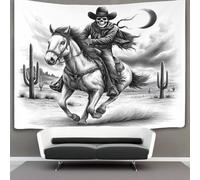 kaiyun Vaquero esqueleto montando un caballo fantasmal Tapiz Para Colgar En La Pared, Tapices Decoración Para Sala De Estar Dormitorio 150cmx200cm