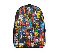 kaiyun Various Gatos Dibujos animados,mochilas De Viaje Impresas En 3D, Ligero Y Transpirable Bolsa De Escuela Escolar Para Niños 16 inch