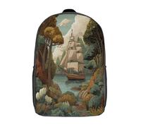 kaiyun Velero antiguo pintado anclado en la bahía Mochilas Escolares Adolescentes Para Escuela Intermedia Niño Y Niñas Bolsas Escolares 17inch
