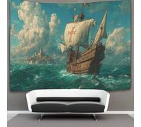 kaiyun Velero portugués navegando en un mar azul y turbulento Tapiz Colgar En La Pared, Wall Tapestry, Para Decoración De Dormitorio, Celebración De Fiesta De Cumpleaños O Fondo De Jardín 180cmx230cm
