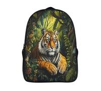 kaiyun Vivid Oil Painting Style Mochila Tiger in Ancient Forest Para Niños De Libro De Jardín De Infantes Ajustables De Libro De Niñas De Escuela Primaria 16 inch
