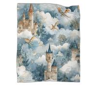 kaiyun Watercolor Elements Dragón, Moon, Stars Manta Súper Suave | Colcha Patchwork | Funda De Viaje Cómoda Y Esponjosa 40x50inch(100x130cm)