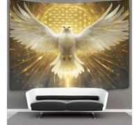 kaiyun White Águila with Golden Wings Algodon Sheets Curtains Tapices,Flor de la vida Decoración De Pared Tapiz,para Dormitorio, Salón, Casa 70cmx100cm